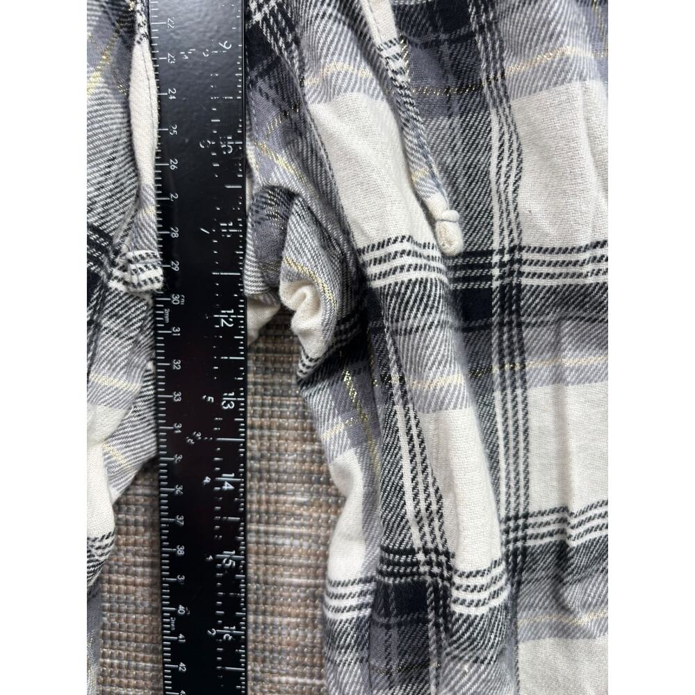 Gap 2-Pack Relaxed Fit PJ Pants Women Size S Gray Plaid Ivory Striped Lounge NEW - Picture 8 of 9